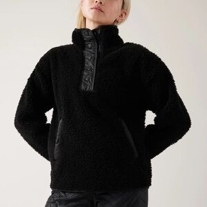 Athleta Cozy Sherpa Snap Sweatshirt Large